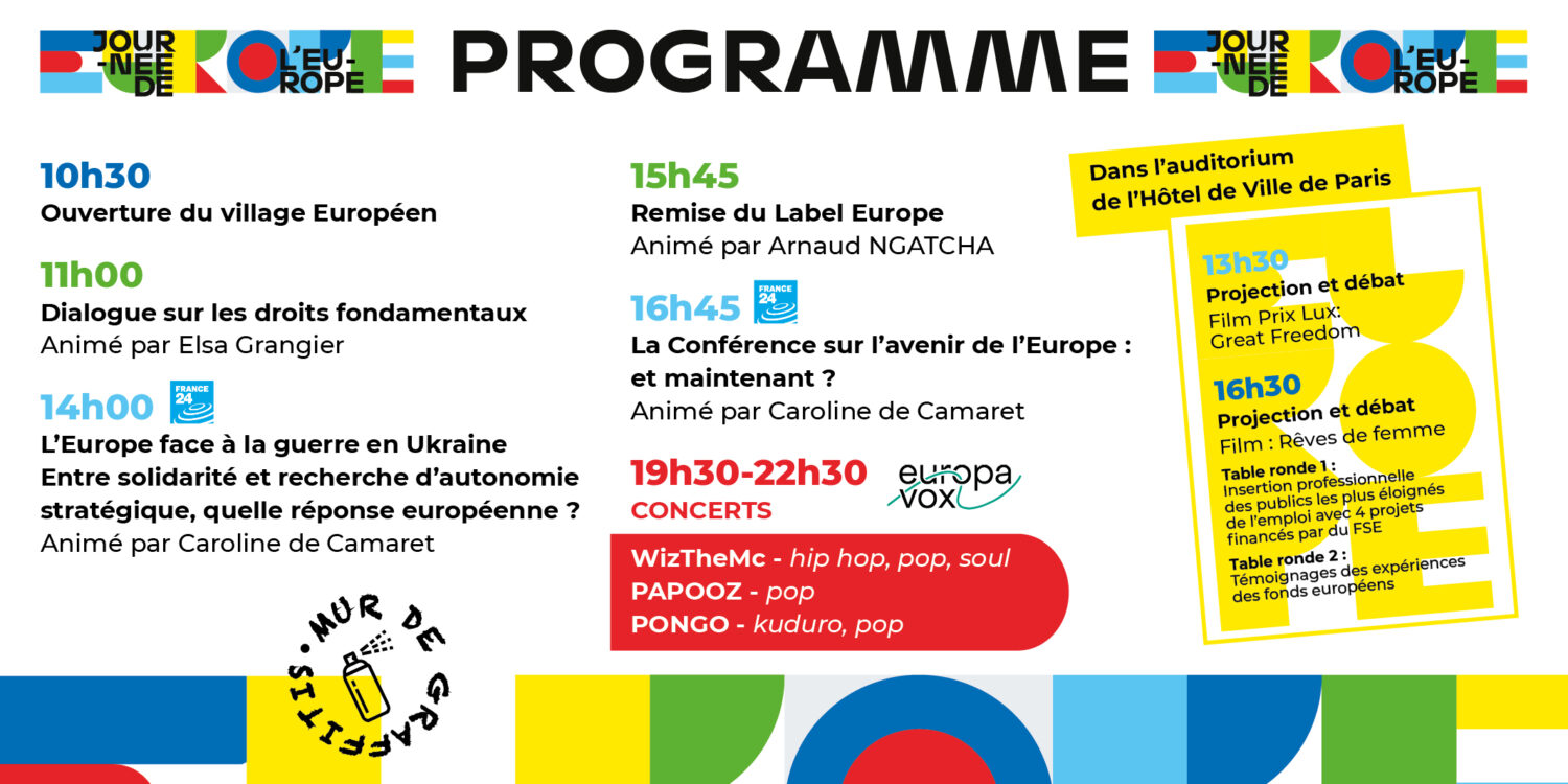 Le programme de la journée de l'Europe 2022 à Paris