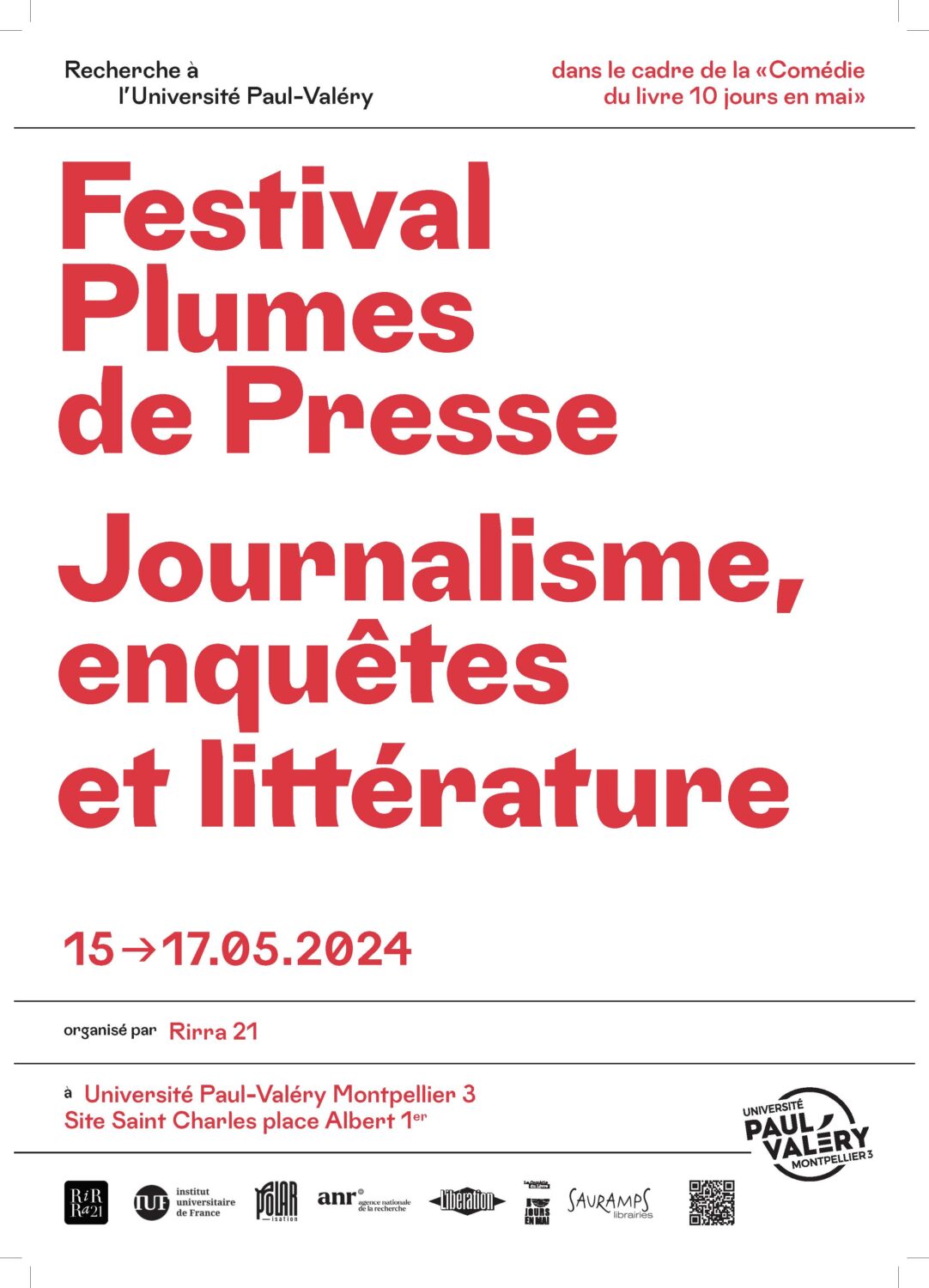FESTIVAL Plumes de Presse
Journalisme, Enquêtes et Littérature