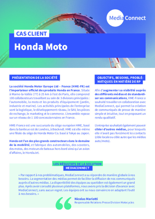 Cas Client Honda Moto