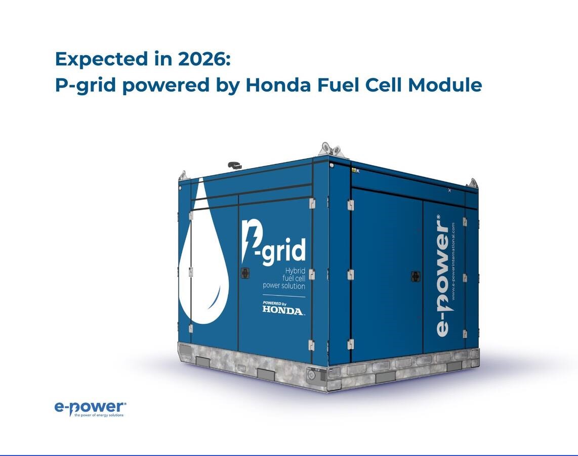 LA SOCIÉTÉ E-POWER® CHOISIT LA PILE À COMBUSTIBLE HONDA POUR SON GÉNÉRATEUR D'HYDROGÈNE HYBRIDE