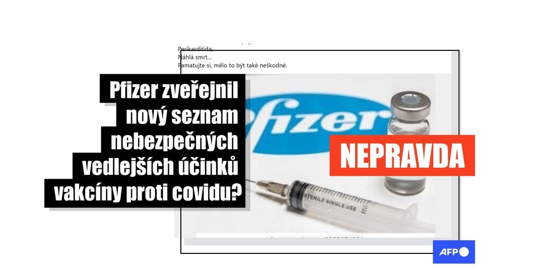 [FACT-CHECK] -  Na internetu se šíří falešný seznam nežádoucích účinků vakcíny proti covidu-19 od společnosti Pfizer