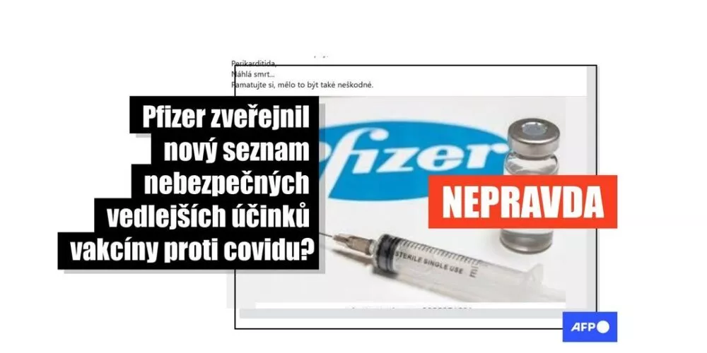 [FACT-CHECK] -  Na internetu se šíří falešný seznam nežádoucích účinků vakcíny proti covidu-19 od společnosti Pfizer