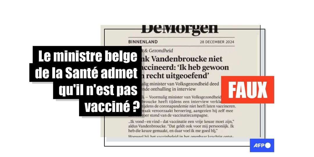 Le ministre belge de la Santé pas vacciné contre le Covid ? Cet article de presse est un faux