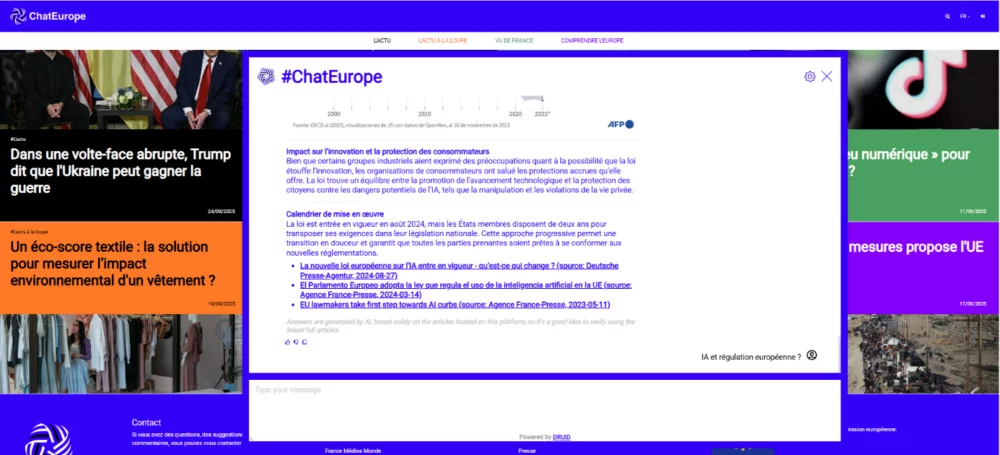 De la régulation de l’IA à la guerre en Ukraine : ce que les utilisateurs ont demandé sur la plateforme d’information ChatEurope