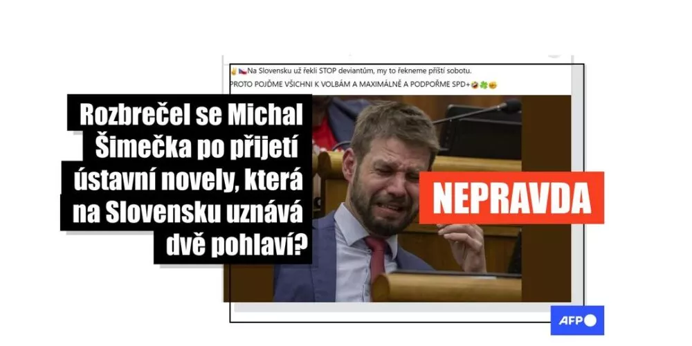 [FACT-CHECK] Fotografie plačícího lídra slovenské opozice Michala Šimečky je podvrh