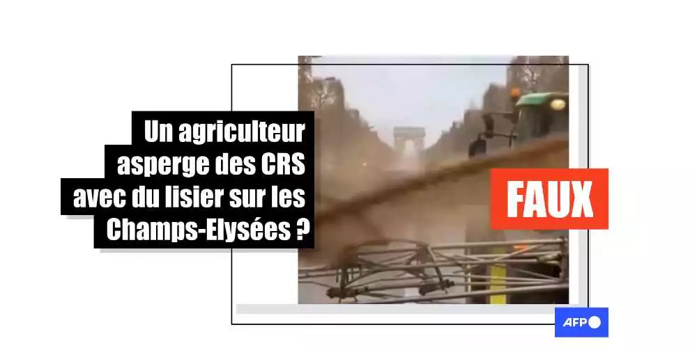 [FACT-CHECK] Un tracteur projette du lisier sur des CRS sur les Champs-Elysées ? C'est de l'IA