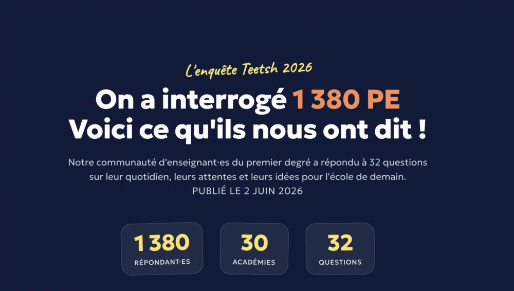 Teetsh publie les résultats d'une enquête inédite menée auprès de 1 380 enseignants du premier degré