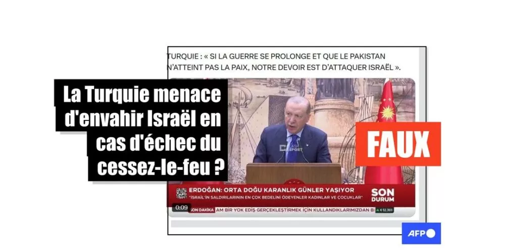 [FACT-CHECK] Non, dans ce discours de 2026, le président turc n’a pas menacé d’envahir Israël en cas de violation du cessez-le-feu au Moyen-Orient